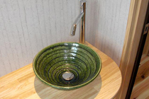 愛知県D邸に設置した織部・洗面器を上から見た写真です