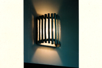 世田谷S邸に設置した志野の陶の灯りに点灯した時の様子です